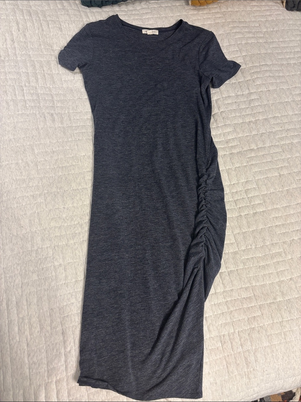 Treasure & Bond Heathered Navy Side-Ruch Maxi Dress